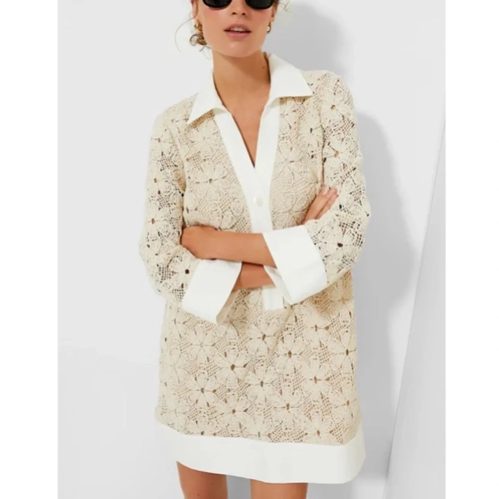 TUCKERNUCK
Tan Crochet Collier Dress
